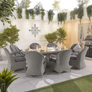 Tg Outdoor Garden Patio Furniture Sets with Table Top Fire Pit Dining Set Tabletop Fire Pit Furniture