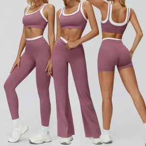 Spring Autumn Gym Wear New Yoga Sportswear Set Women Tight Quick Drying Sports Fitness Yoga Bra &amp; Leggings Two Piece Set Activewear