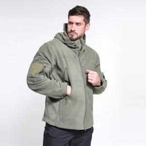 Men's Hooded Zip up Heavy Winter Fleece Jacket Warm Jacket Windproof Outdoor Sports Microfleece Polar Coral Fleece Jacket