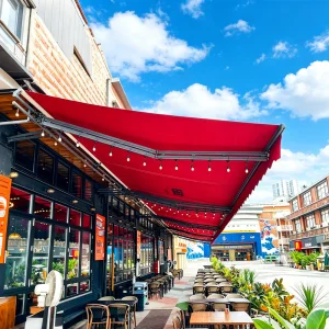 Electric Full Box Retractable Motorized Awning Canopy Windproof Sunshade Rain Cover LED Strips Acrylic Outdoor Retractable