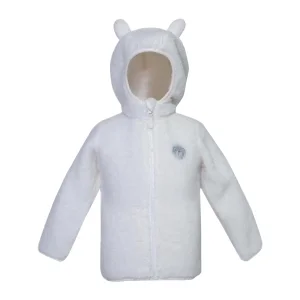 Ropa de felpa blanca para bebés con capucha y orejas, abrigo suave y cálido para niños pequeños
