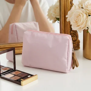 Luxury Private Label pink Travel Large Capacity Professional Leather Makeup Cosmetic Toiletry Bag