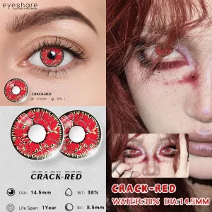Eyeshare CRACK Red & White Cosplay Contact Lenses 14.0mm Halloween Special Effect CE/ISO Certified Model CR
