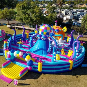 Commercial Outdoor Octopus World Inflatable Theme Park Inflatable Outdoor Playground for Kids Blow up Foam Party
