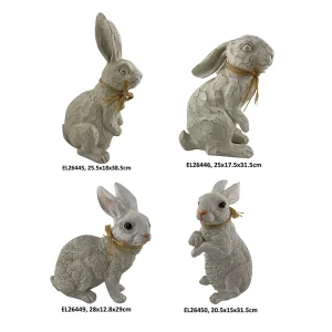 Rustic Rabbit Figurines Stone Finished