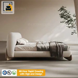 Cabecera Vila para dormitorio principal, conjunto de muebles de dormitorio de madera blanca tapizada