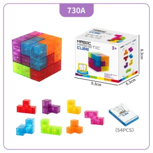 730A Magnetic Magic Cube Set, Stem Educational Building Blocks, 3D Magnetic Puzzle Toy, Creative Construction Set for Kids Ages 3+, OEM Acceptable
