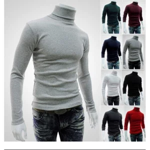 2022 Wholesale Winter Men's Turtleneck Long Sleeve Sweater Men's Knit Sweater Pullover Custom Logo Plain High-Quality Knitwear Blank Sweater for Mem