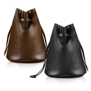 Durable Drawstring Leather Dice Pouch PU Leather Drawstring Pouch Multifunctional Coin Bag for Man Women