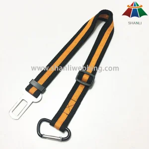 Hot-Sale High-Quality 1" Black Nylon/Polyester Dog Seat Belt with Yellow Strip, Pet Protection Product