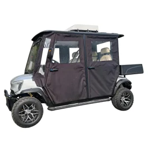 4-Passenger Electric Golf Cart Fully Enclosed Waterproof &amp; Windproof Plastic Rear Frame&Air Conditioner&Wireless Charging&3-Point Safety Belts