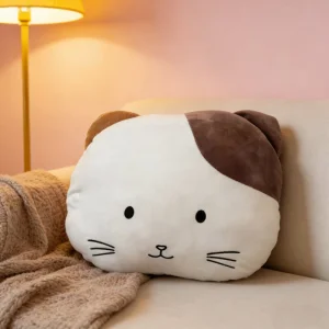 Cute Calico Cat Plush Throw Pillow Soft Stuffed Kitten Decorative Cushion for Kids &amp; Sofa