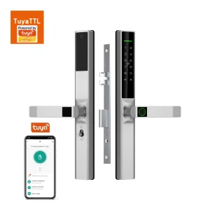 Tuya Smart Outdoor Waterproof Door Lock Digital Password &amp; Fingerprint Keyless Compatible with WiFi for Aluminum Wood Doors