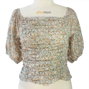 Women′ S Chiffon Tops U Neck Chiffon Blouse