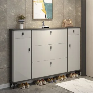 Wholesale Modern Luxury Grey Shoe Cabinet 4-Tier Shelf