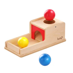 Wooden Montessori Educational Toys for Infants 0-1 Years Object Permanence 3-Ball Drop Box Toy