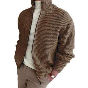 Men's Zipper Sweater Ribbed Knit Cardigan Knit Manufacturer Custom Knitted Sweater Cardigan