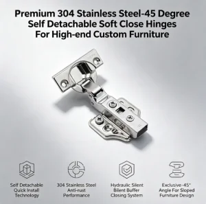 Adjustable Fast Assembly Design Bi-Fold Door Furniture Hinge Stainless Nickel Plating Steel 304 for Bathroom Hospital Hotel