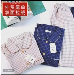 Conjunto de Pijamas de Algodón Blanco de Manga Larga