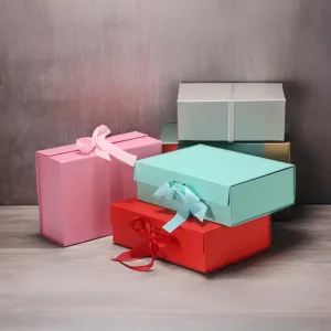 Quality Custom Logo Size Ribbon Folding Box