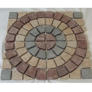 Yellow/Grey/Red Mixed Color Granite Meshed Paving Cobblestone Driveway and Walkway