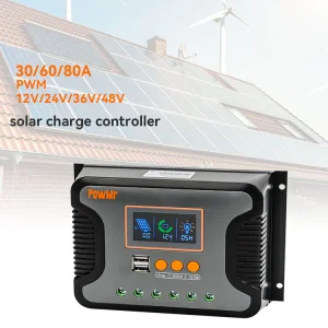 PowMr PWM Solar Controller 30A 100V Solar Charge Controller 12V/24V/48V Auto Solar Charger Controller