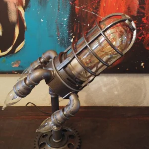 Vintage Steampunk Rocket LED Lamp Robot light
