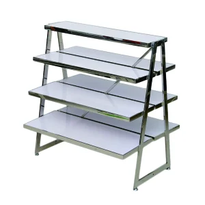 Special Design Fashion Trapezoidal Stainless Steel Clothes and Shoes Display Rack
