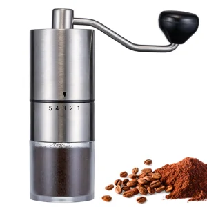Home Office Travel Portable Crank Handle Vintage Hand Coffee Grinder with Manual Coarseness Settings Ceramic Conical Burr