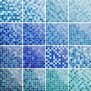 Premium Zellige Square Swimming Pool Blue Villa Outdoor Crystal Glass Tiles Mosaic