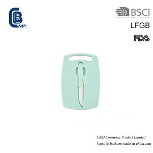 Wheat Straw Plastic Chopping Board Set - Non-Slip with Knife