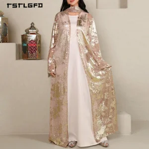 Black Chiffon Abaya Rhinestone