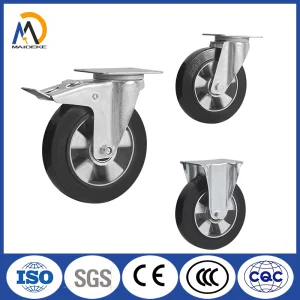 Heavy-Duty Aluminum Core Rubber Casters, 4-Inch, 5-Inch, 6-Inch, 8-Inch Rigid Swivel Casters, Brake Casters, High Bearing Industrial Casters