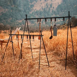 Outdoor Portable Foldable Hanger Aluminum Alloy Hanging Rack with Hook
