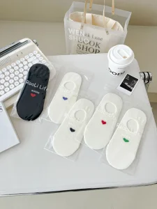 Summer Mesh Women's Socks Sweat Absorbent Breathable Love Small Fresh Boat Socks Invisible Socks Shallow Cotton Socks