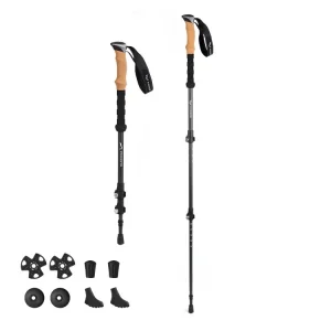 3-Section Walking Stick Ultralight Natural Cork Grip Telescopic Hiking Sticks Carbon Fiber Trekking Poles