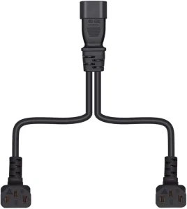 Y Splitter Adapter C14 to C13 Locking and Nema 5-15r 10a 125v Power Cord Black Male to Female Power Supply Cords Pdu Cpu
