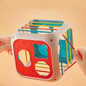 Silicone BPA Free Baby Sorting Toys Pull String Toy Colorful Shape Sorter Box Early Learning Montessori Toys for 3 Year Old