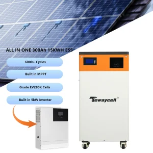 Tewaycell All In One 51.2V 300Ah 600Ah 15kwh 30KWH Lithium Battery With 5KW/10KW Inverter Home ESS