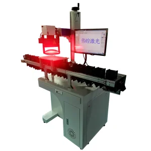 Metal Cylindrical Conveyor Line Visual Positioning Fiber Laser Marking Machine, Pipe Marking Machine