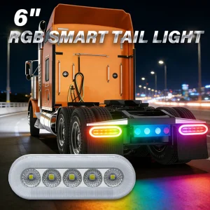 Newest Remote Control Smart Car Light IP67 Waterproof 6 Inch Oval Sealed RGB Tail Light Truck Trailer Rear Stop Lamp DC12V/24V