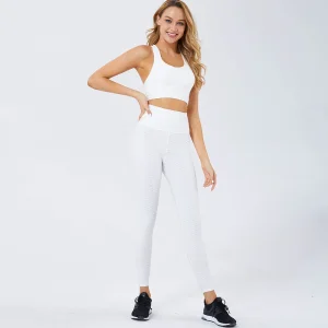 Activewear Stretch Breathable Zipper Sports Bra Gym Workout Pants Elastic Solid Color Yoga Workout Set