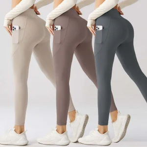 Wholesale 2025 Hot Selling High Waist Thick 240g Gym Sports Leggings Running Fitness Women's Yoga Pockets Soft 100% Cotton Four