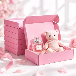 Pink Corrugated Cardboard Custom Paper Box Clothing Socks Shipping Mailing Packaging Box in Stock