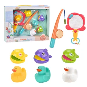 Brinquedos para Crianças Banho Plástico Crianças Engraçado Colorido Bebê Brinquedo Interessante Peixe Pato Jogo Diferença Tipos 8-Piece Conjunto de Pesca Ferramenta de Pesca