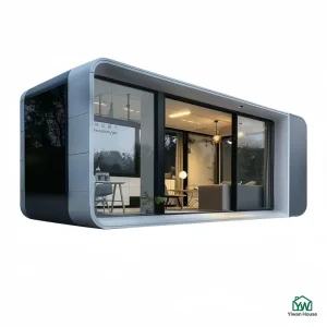 Unidad de dormitorio y baño totalmente amueblada de vivienda prefabricada premium terminada para operación de resort de glamping mini hotel 20FT cápsula transportable cabaña de manzana