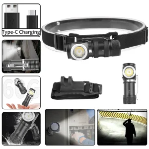 600lumens 200m 16340 Battery Super Bright LED Rechargeable Flashlight P8 Beads Tail Magnet Dual Purpose Work Light Headlamp