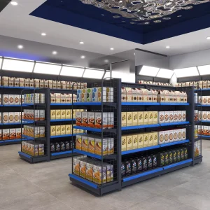 Modern Minimalist Metallic Supermarket Shelves