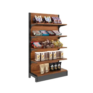 Stylish Black Metal Gondola Shelving for Grocery Retail Spaces