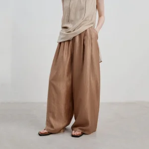 Factory Customization Summer Acetate Wide-Leg Pants High Waist A-Line Straight Casual Trousers
